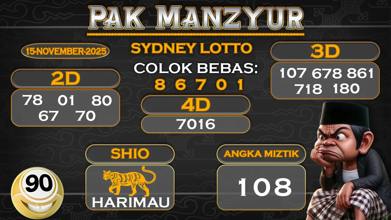 Syair pak manzyur sydney lotto 15 11 2025