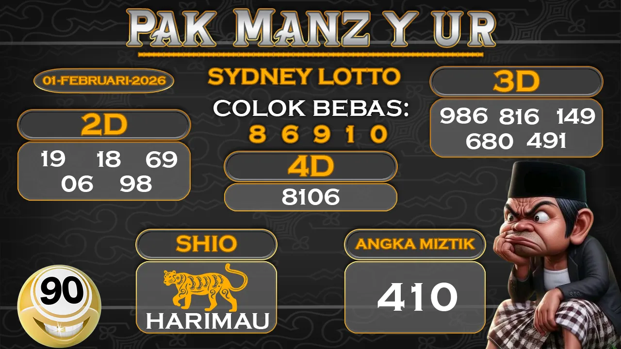 Syair pak manzyur sydney lotto 01 02 2026