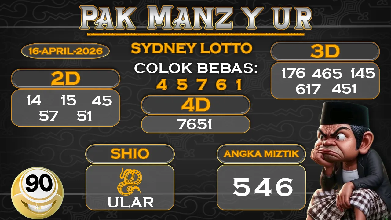 Syair pak manzyur sydney lotto 16 04 2026