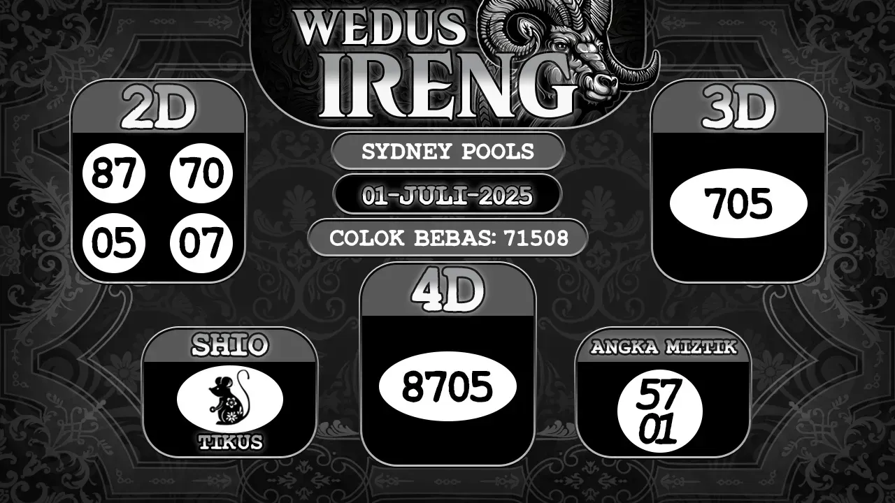 syair Wedus Ireng Sydney Pools 01 07 2025