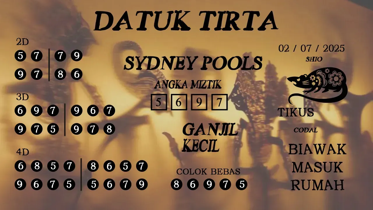 syair Datuk Tirta Sydney Pools 02 07 2025
