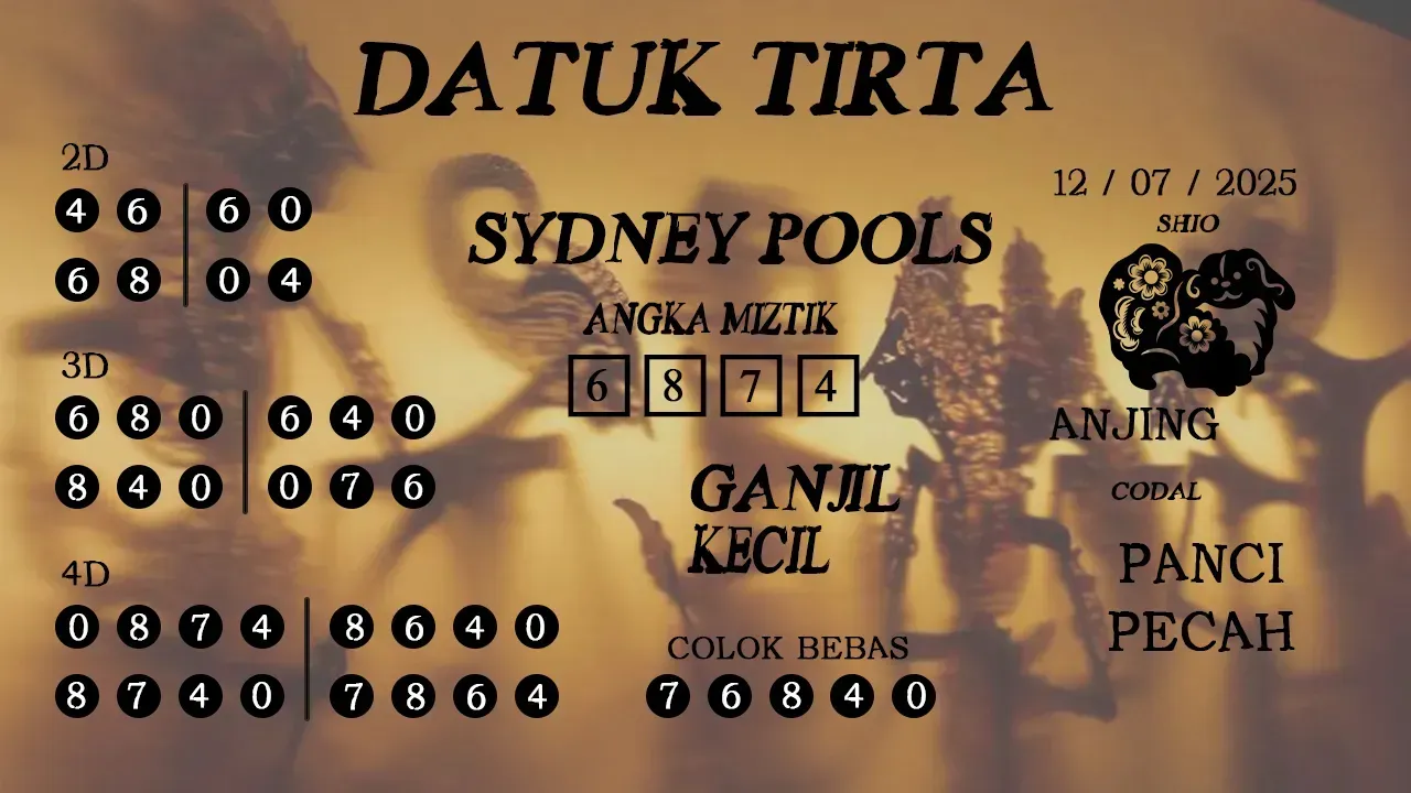 syair Datuk Tirta Sydney Pools 12 07 2025