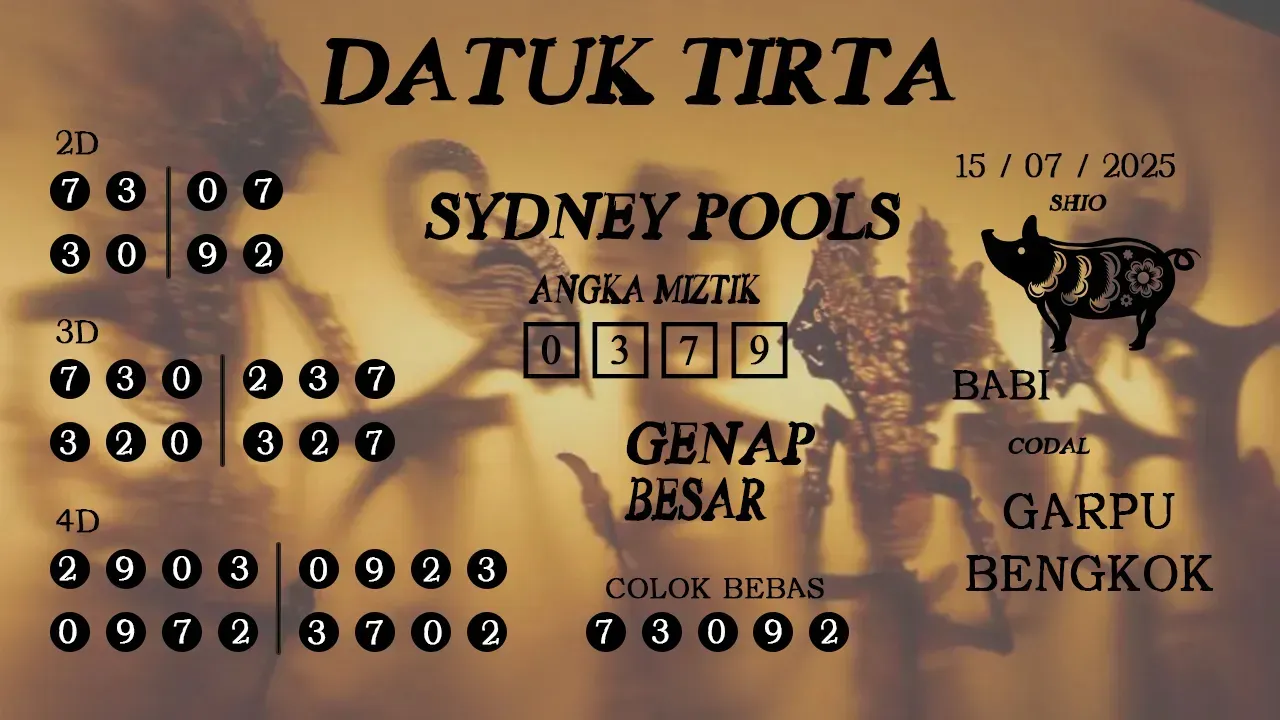 syair Datuk Tirta Sydney Pools 15 07 2025