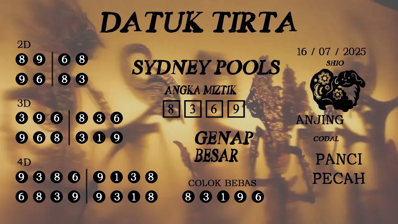 syair Datuk Tirta Sydney Pools 16 07 2025