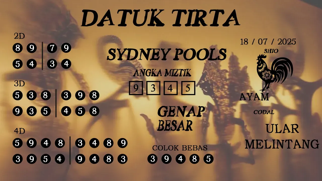 syair Datuk Tirta Sydney Pools 18 07 2025