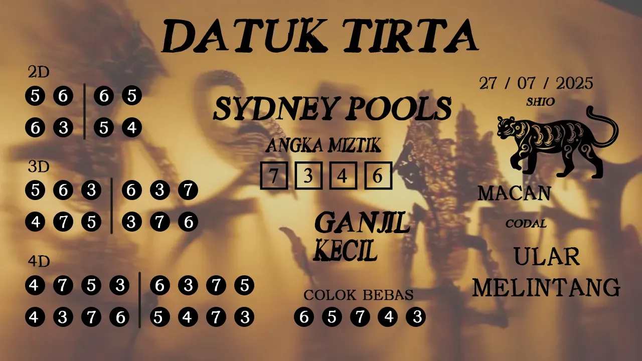 syair Datuk Tirta Sydney Pools 27 07 2025