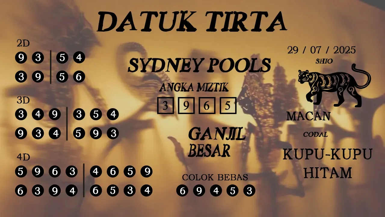 syair Datuk Tirta Sydney Pools 29 07 2025