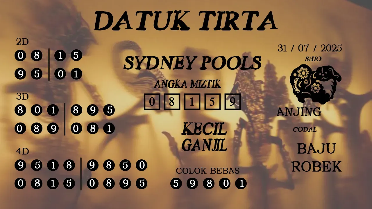 syair Datuk Tirta Sydney Pools 31 07 2025