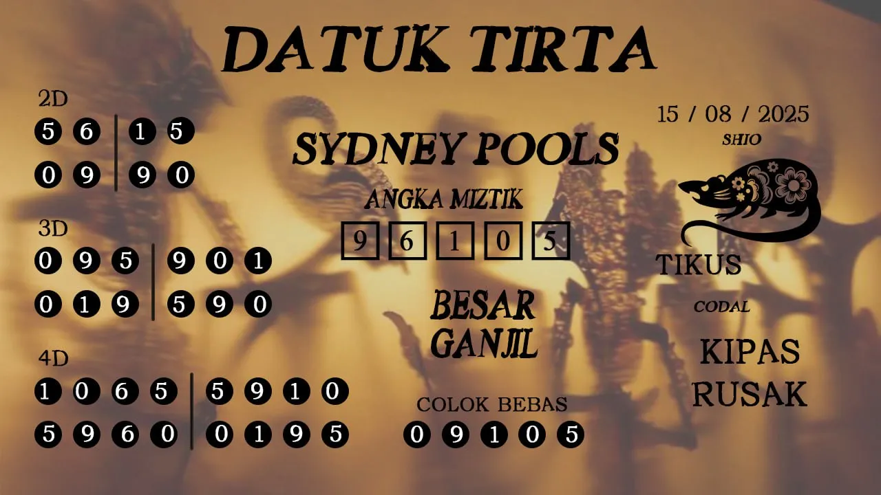 syair Datuk Tirta Sydney Pools 15 08 2025