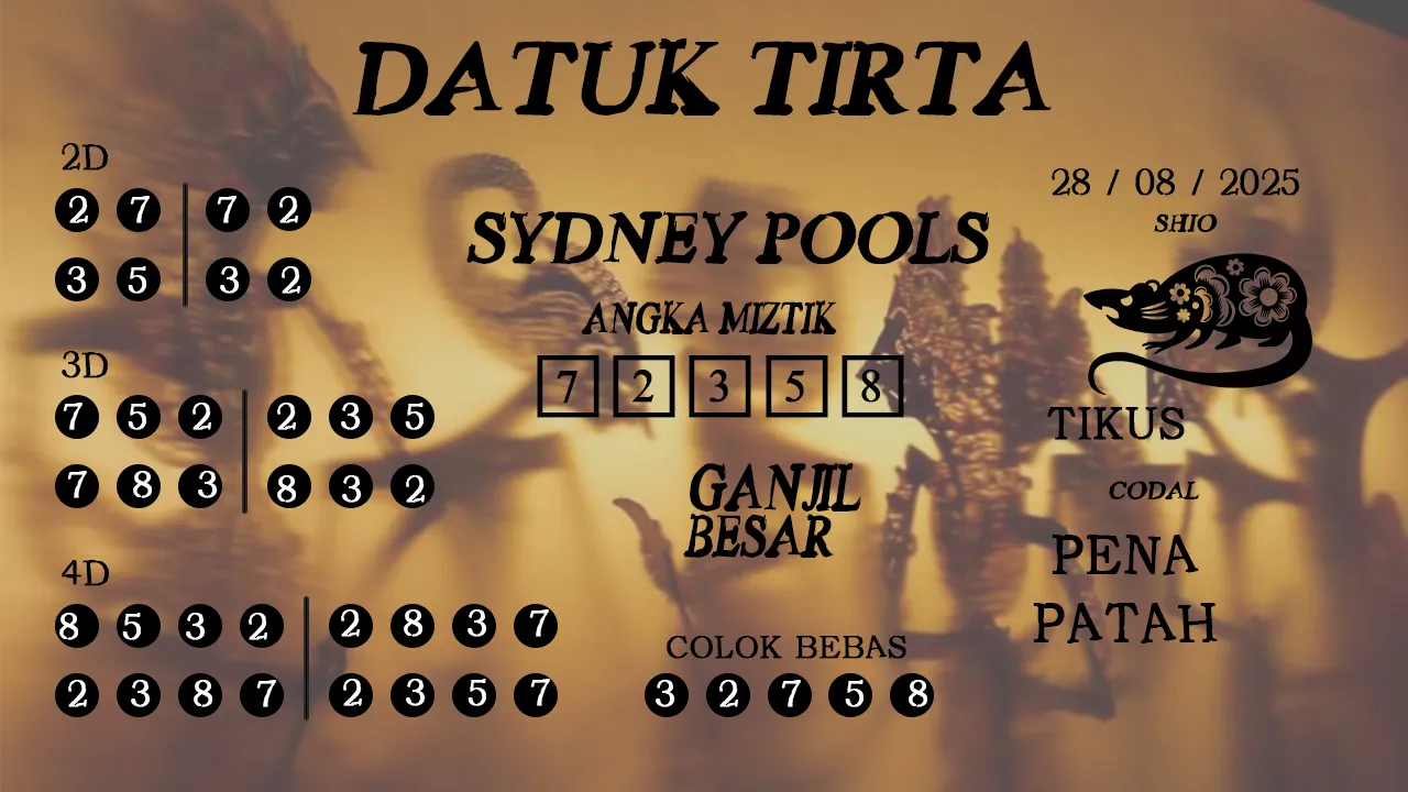 syair Datuk Tirta Sydney Pools 28 08 2025
