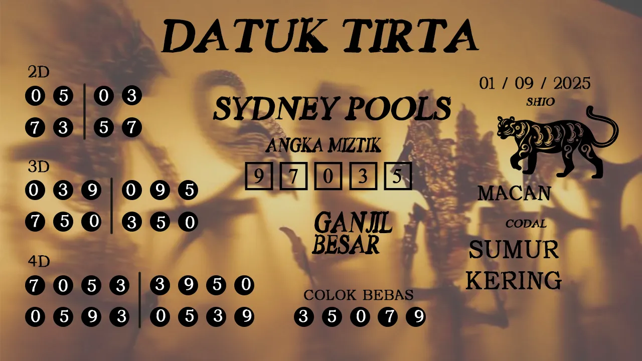 syair Datuk Tirta Sydney Pools 01 09 2025