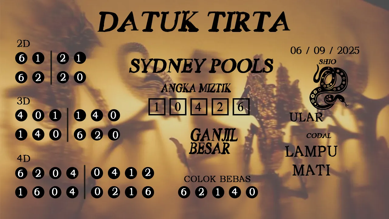 syair Datuk Tirta Sydney Pools 06 09 2025