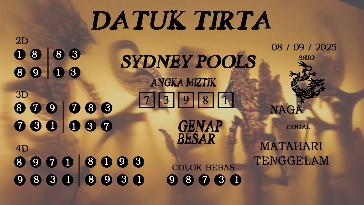 syair Datuk Tirta Sydney Pools 08 09 2025