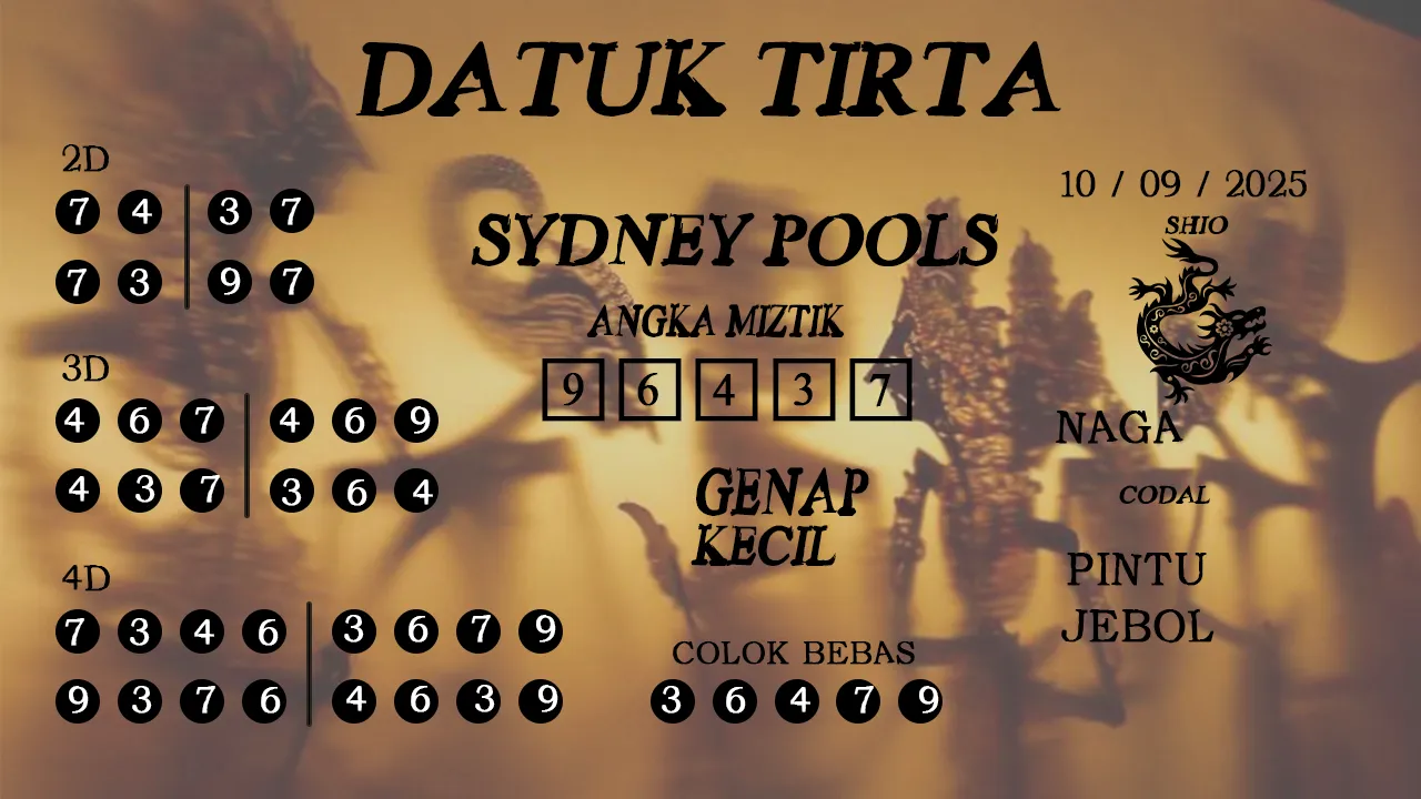 syair Datuk Tirta Sydney Pools 10 09 2025