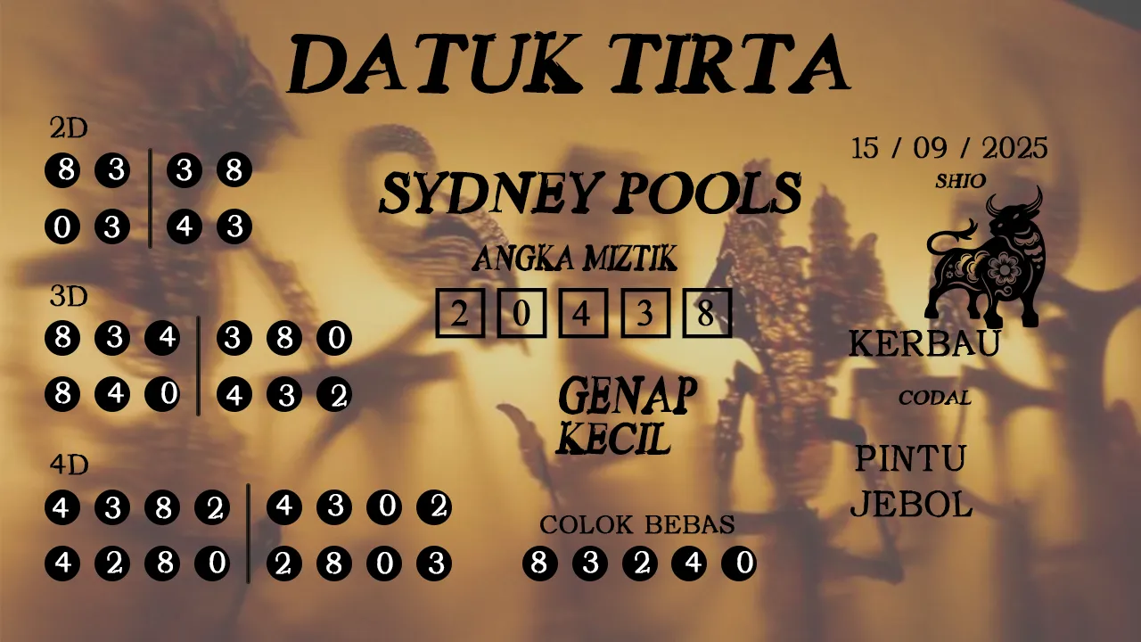 syair Datuk Tirta Sydney Pools 15 09 2025