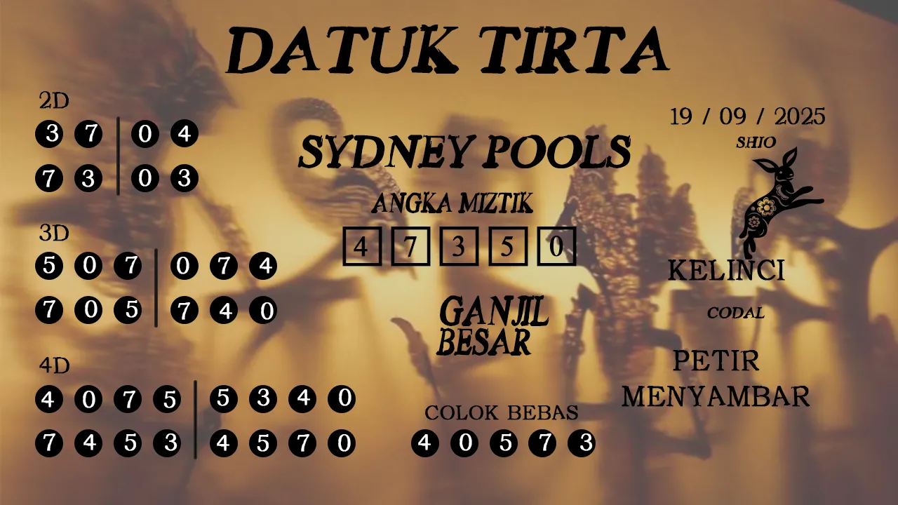 syair Datuk Tirta Sydney Pools 19 09 2025