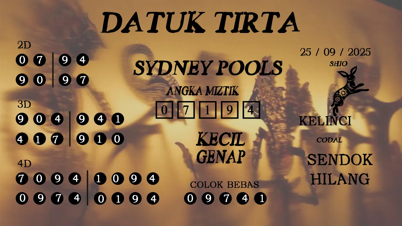 syair Datuk Tirta Sydney Pools 25 09 2025