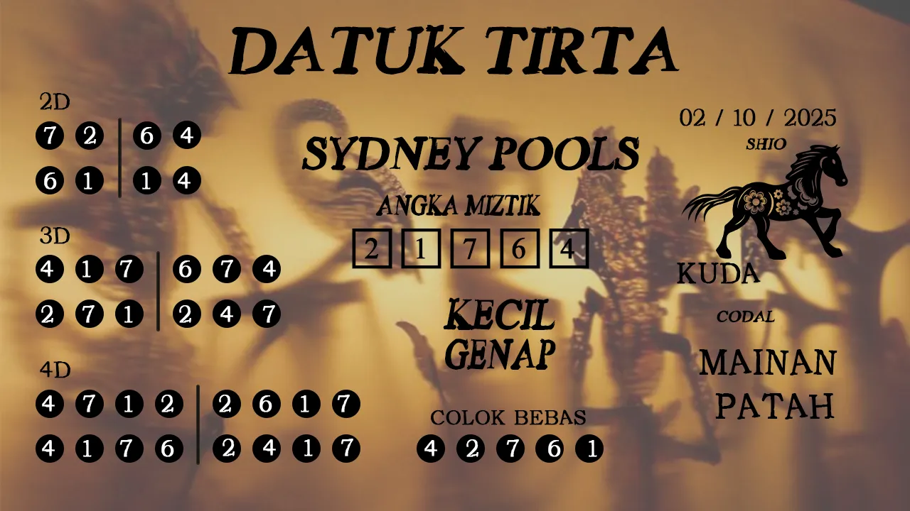 syair Datuk Tirta Sydney Pools 02 10 2025