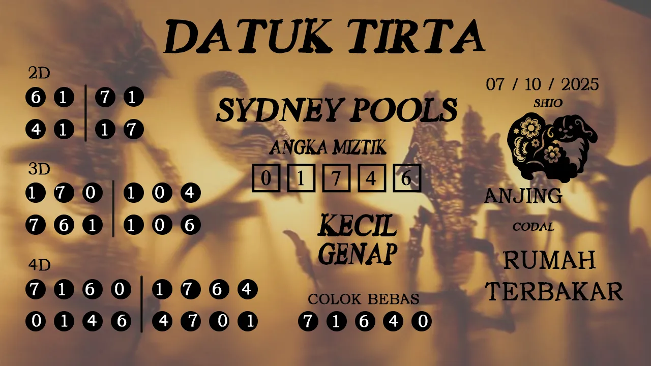 syair Datuk Tirta Sydney Pools 07 10 2025
