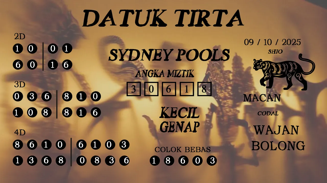 syair Datuk Tirta Sydney Pools 09 10 2025