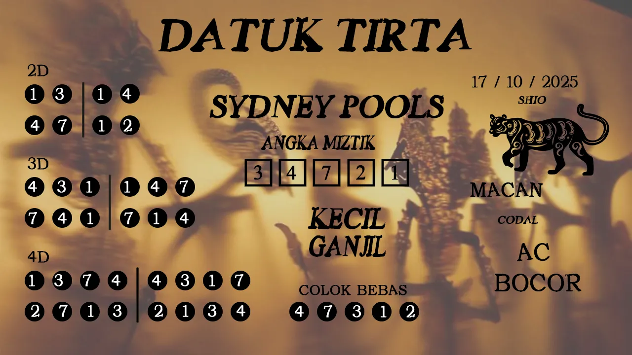 Syair datuk tirta sydney pools 17 10 2025