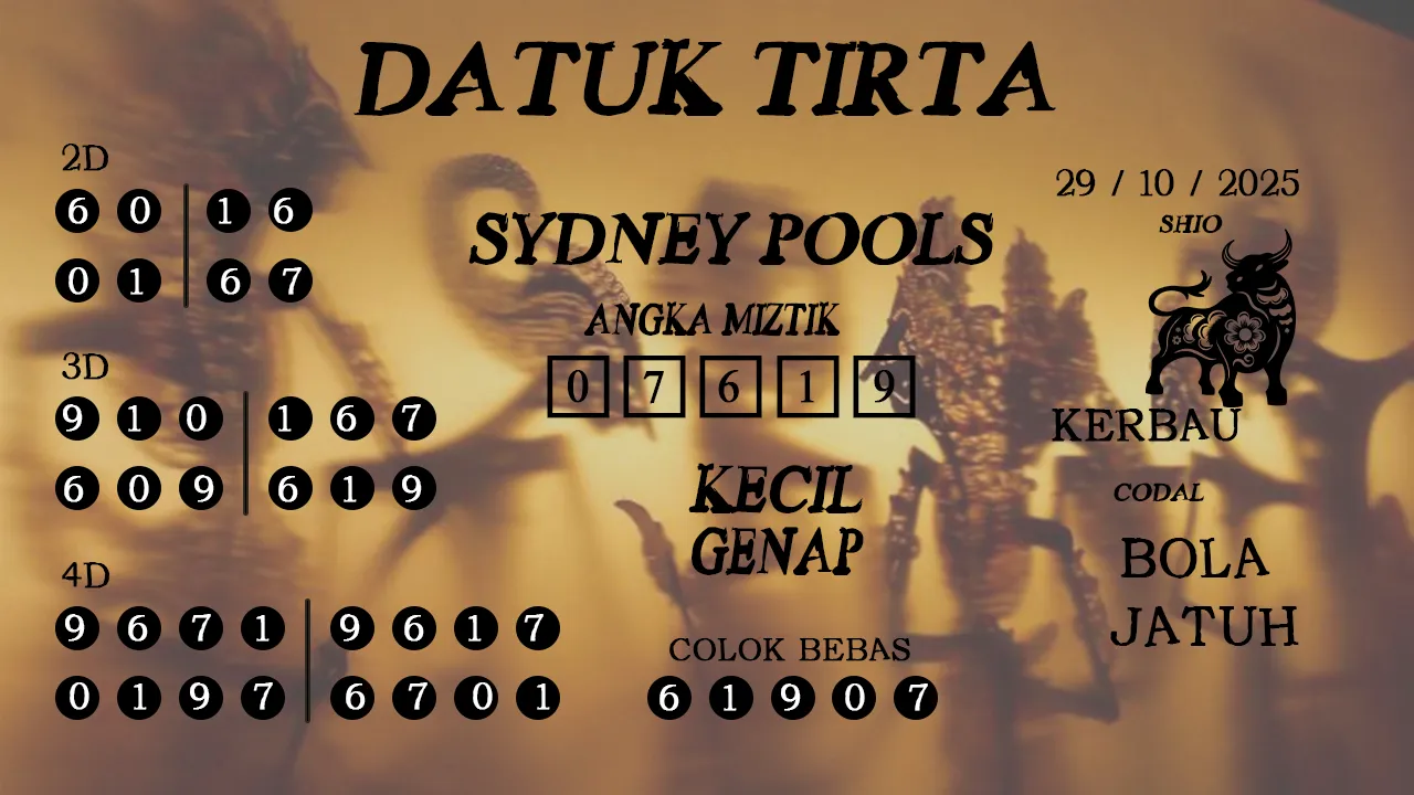 Syair datuk tirta sydney pools 29 10 2025