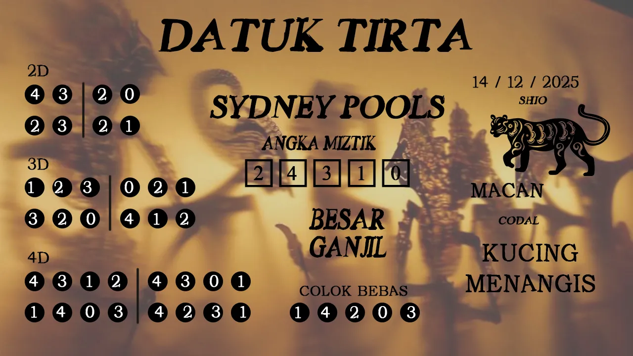 Syair datuk tirta sydney pools 14 12 2025