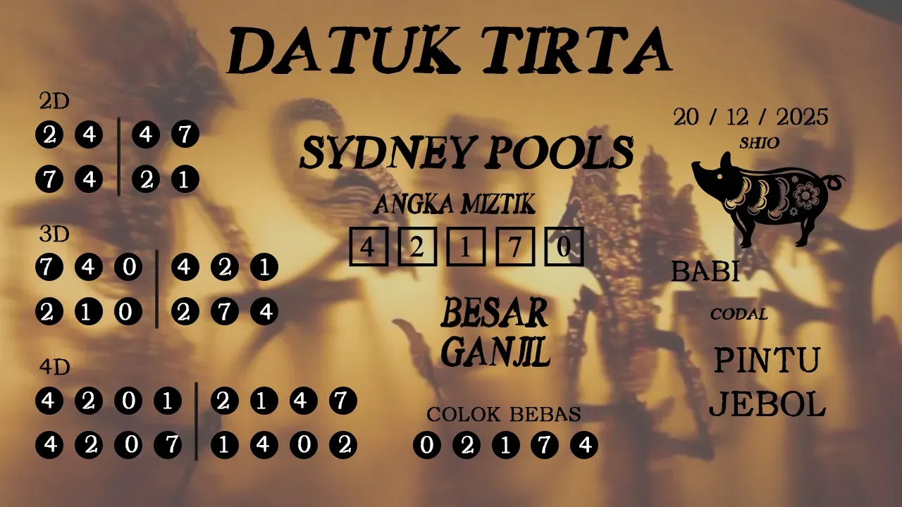 Syair datuk tirta sydney pools 20 12 2025