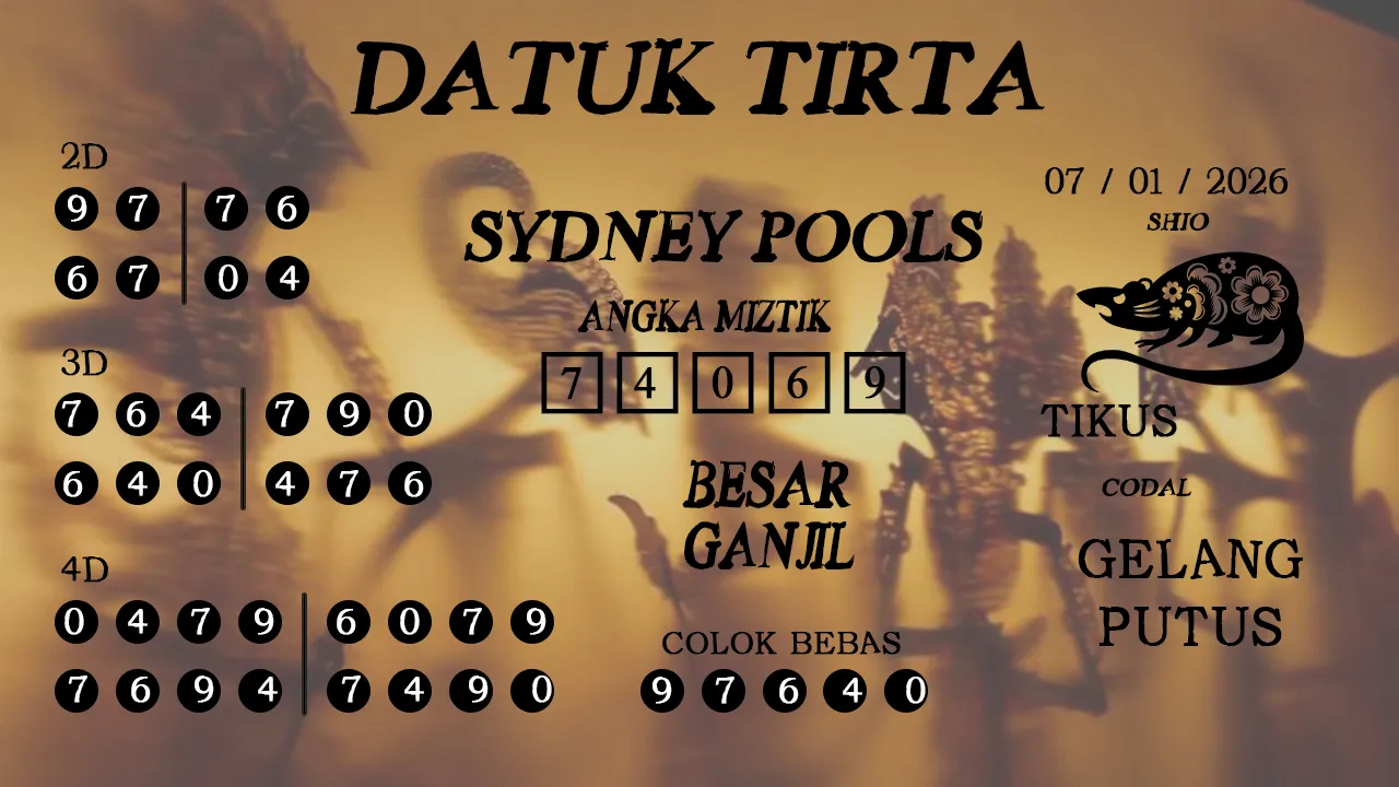 Syair datuk tirta sydney pools 07 01 2026