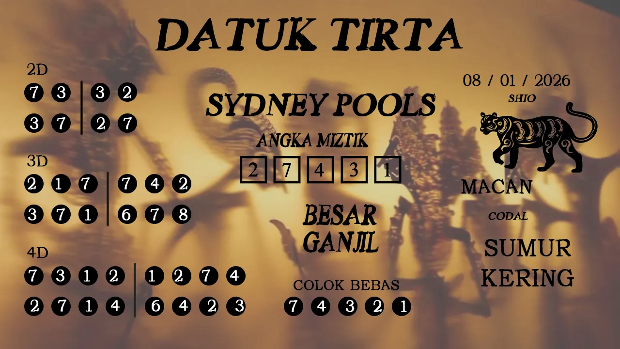 Syair datuk tirta sydney pools 08 01 2026
