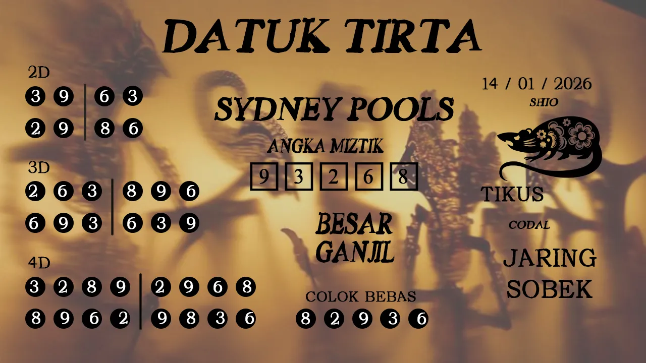 Syair datuk tirta sydney pools 14 01 2026
