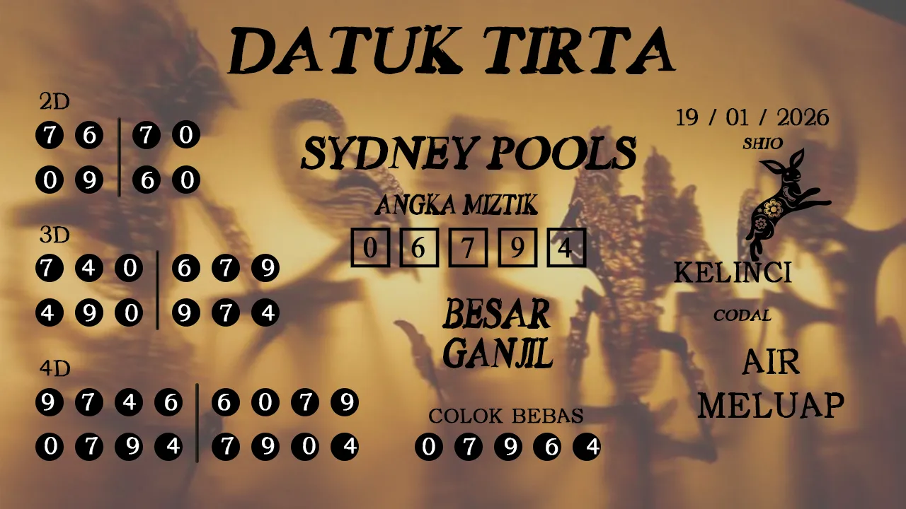 Syair datuk tirta sydney pools 19 01 2026