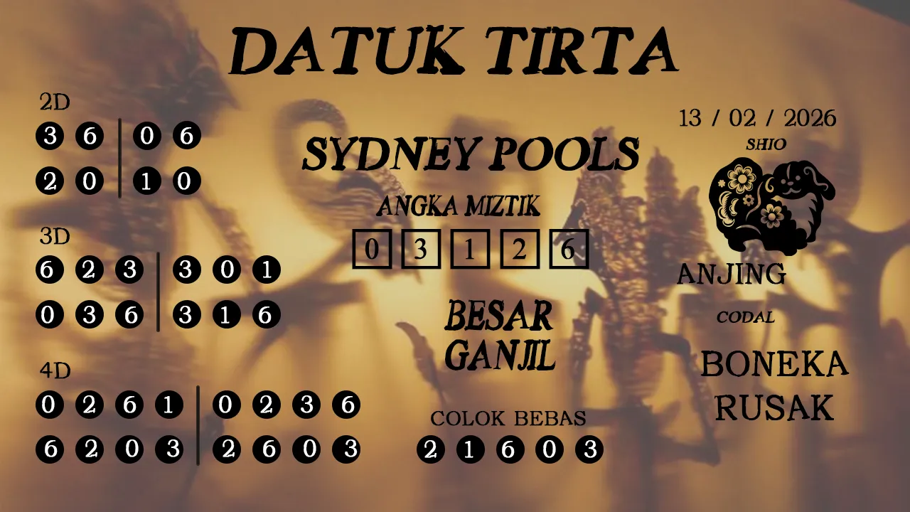 Syair datuk tirta sydney pools 13 02 2026