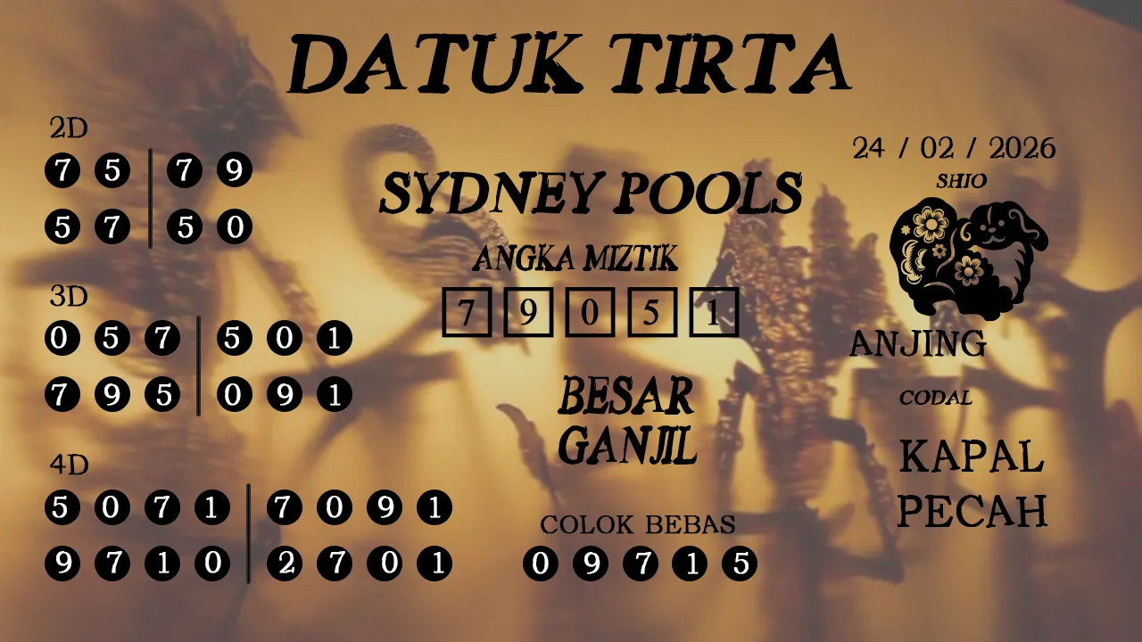 Syair datuk tirta sydney pools 24 02 2026