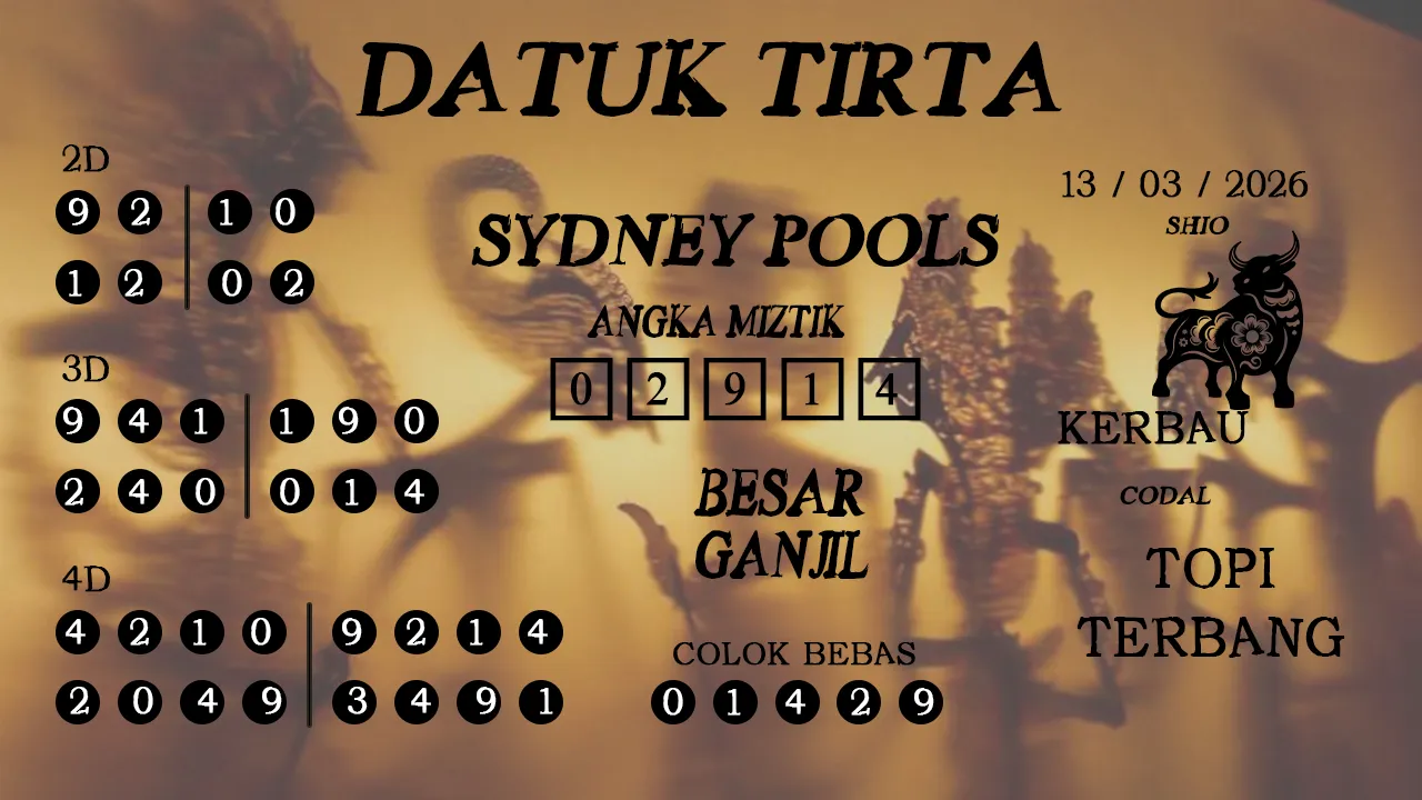 Syair datuk tirta sydney pools 13 03 2026