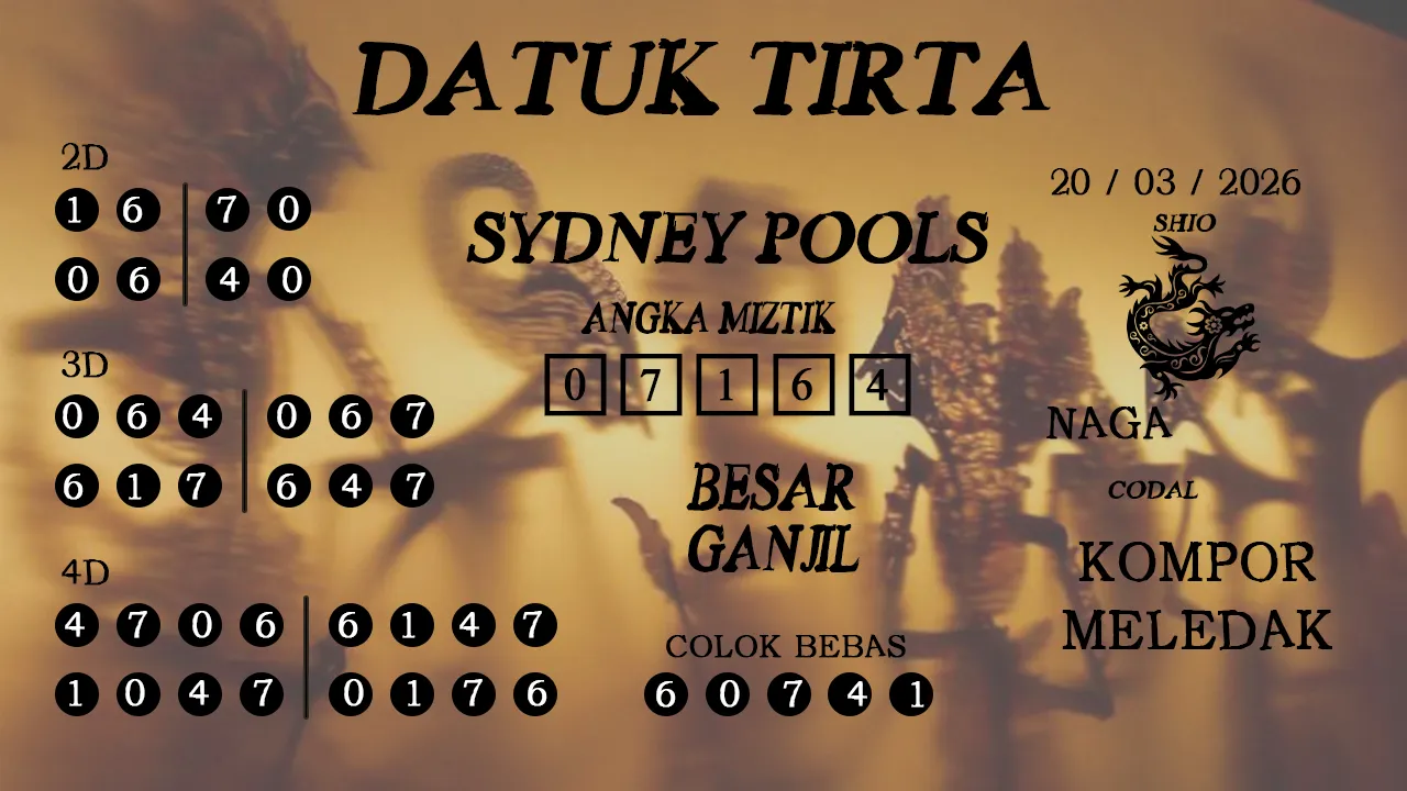 Syair datuk tirta sydney pools 20 03 2026