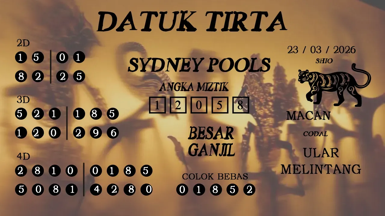 Syair datuk tirta sydney pools 23 03 2026
