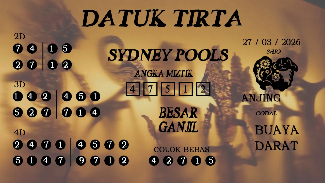 Syair datuk tirta sydney pools 27 03 2026
