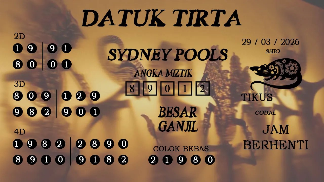 Syair datuk tirta sydney pools 29 03 2026