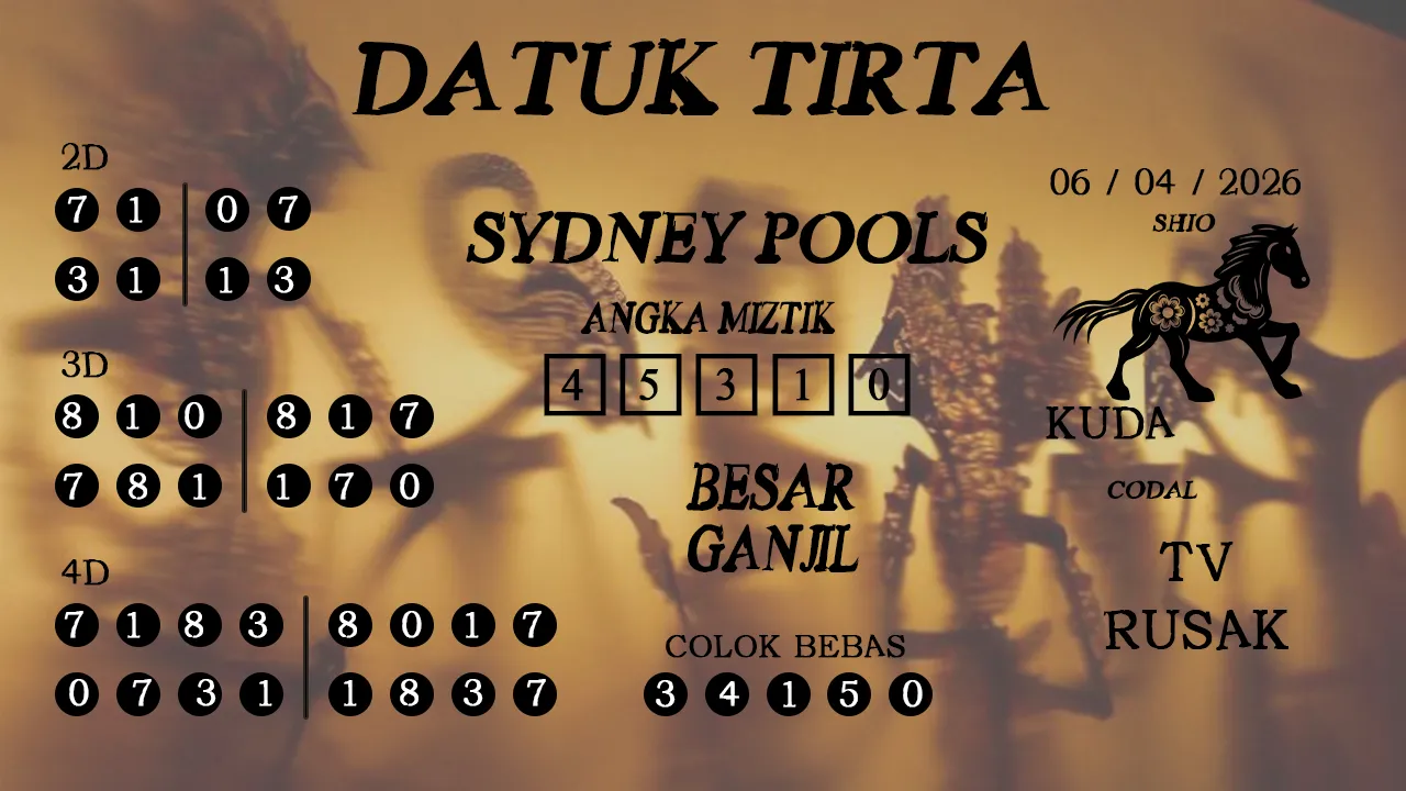 Syair datuk tirta sydney pools 06 04 2026