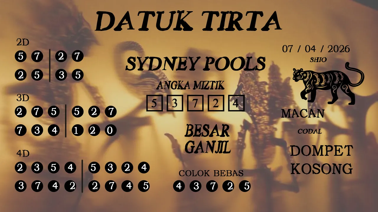 Syair datuk tirta sydney pools 07 04 2026