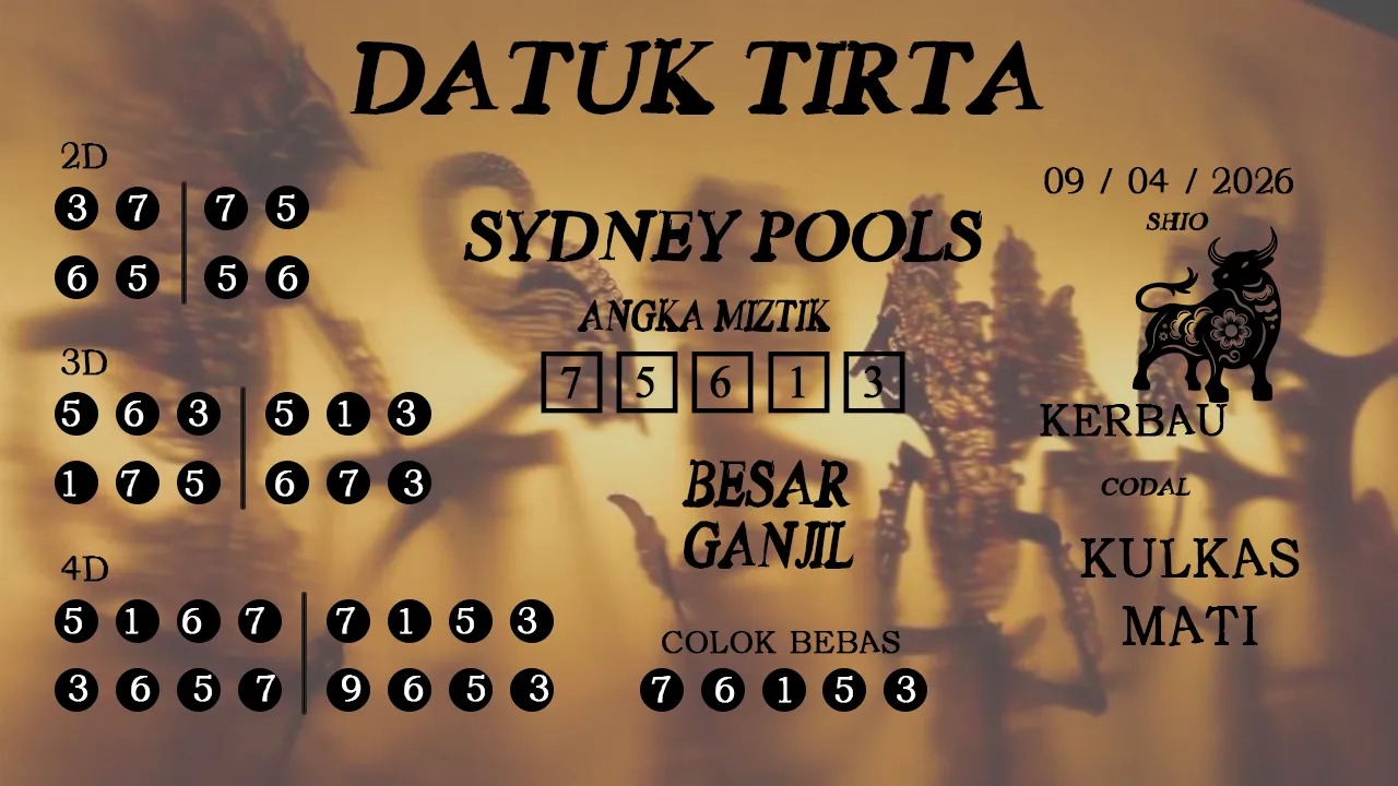 Syair datuk tirta sydney pools 09 04 2026