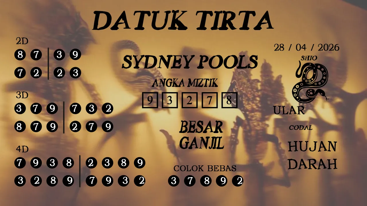Syair datuk tirta sydney pools 28 04 2026