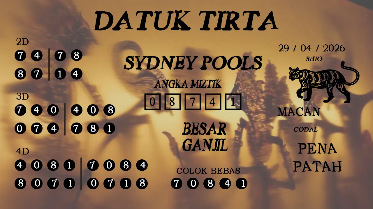 Syair datuk tirta sydney pools 29 04 2026
