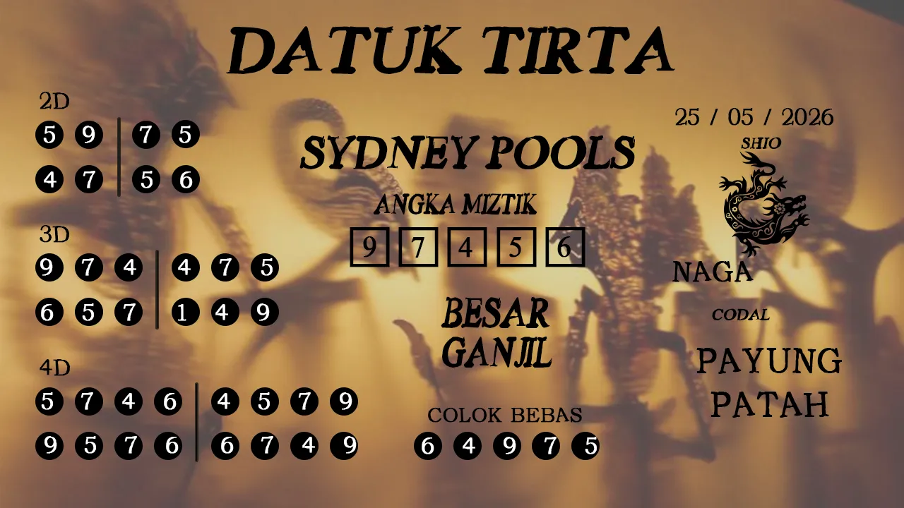 Syair datuk tirta sydney pools 25 05 2026