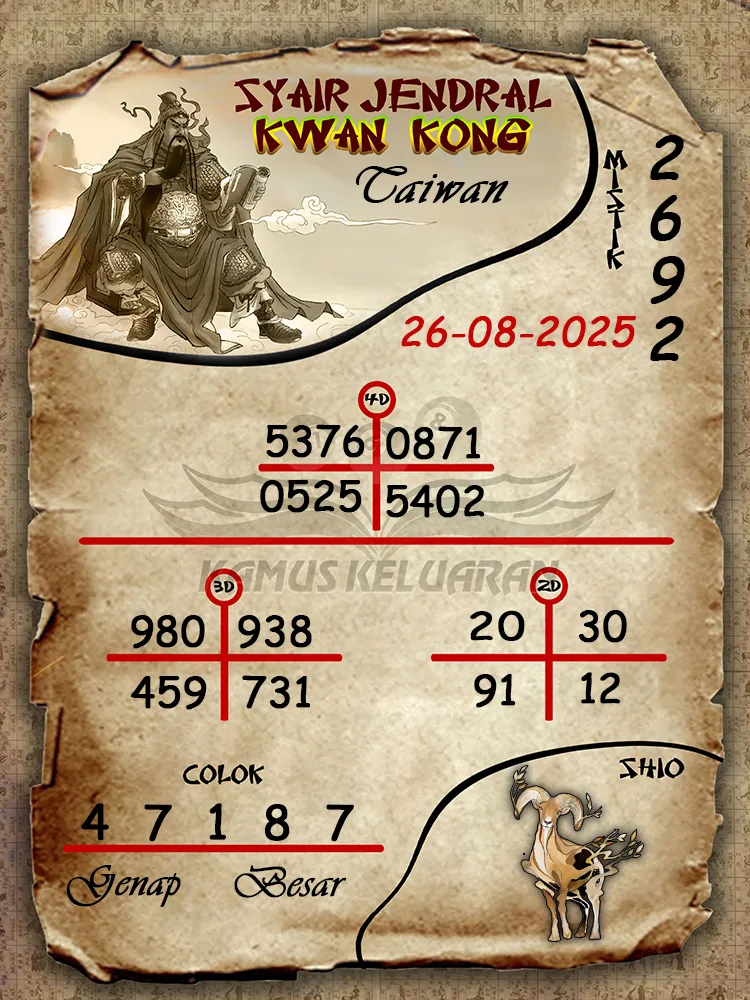syair jendral kwan kong Taiwan 26 08 2025