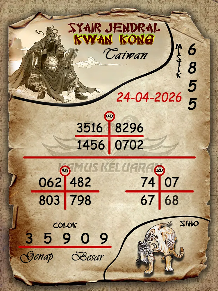 Syair Jendral Kwan Kong Taiwan 24 04 2026
