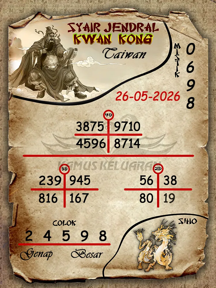 Syair Jendral Kwan Kong Taiwan 26 05 2026