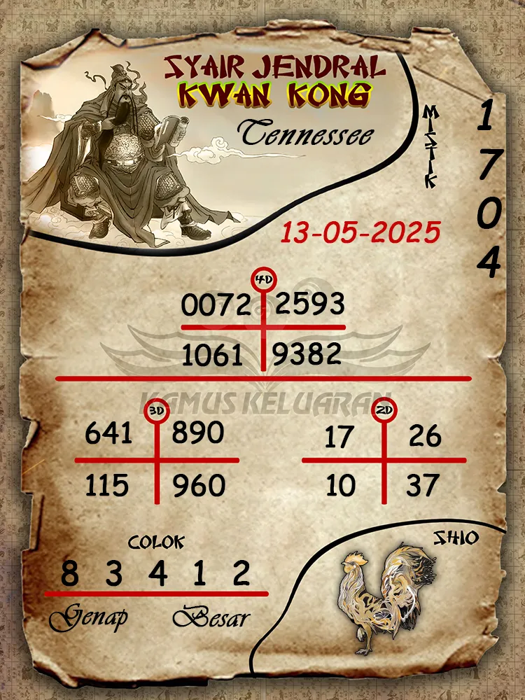 syair jendral kwan kong tennesssee 13 06 2025