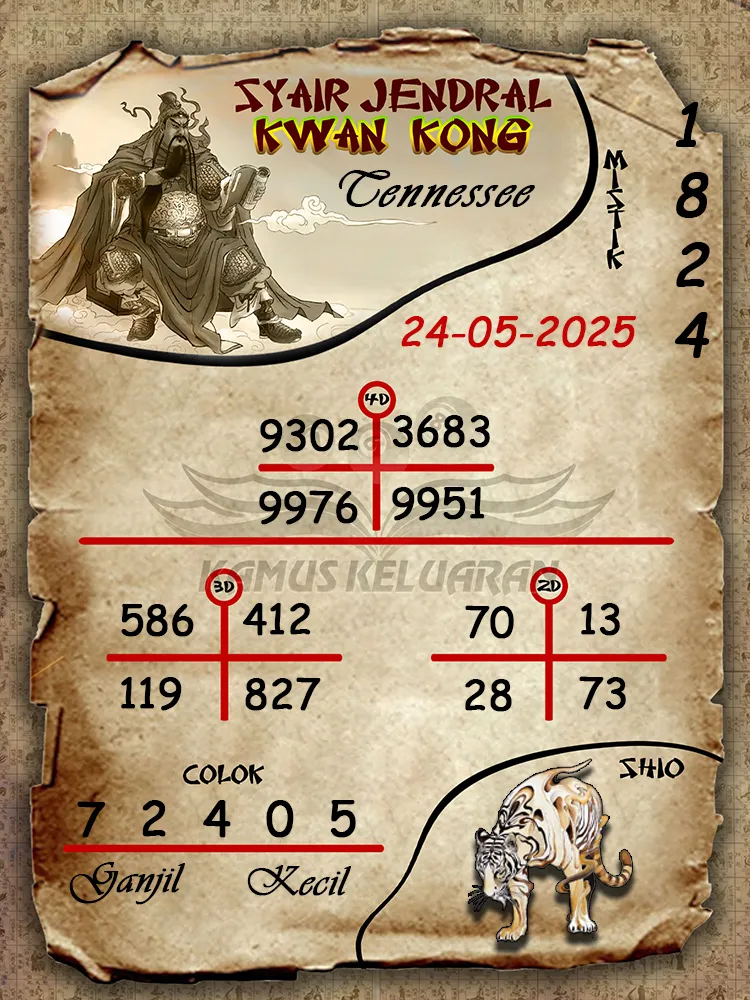 syair jendral kwan kong tenneseee 24 05 2025